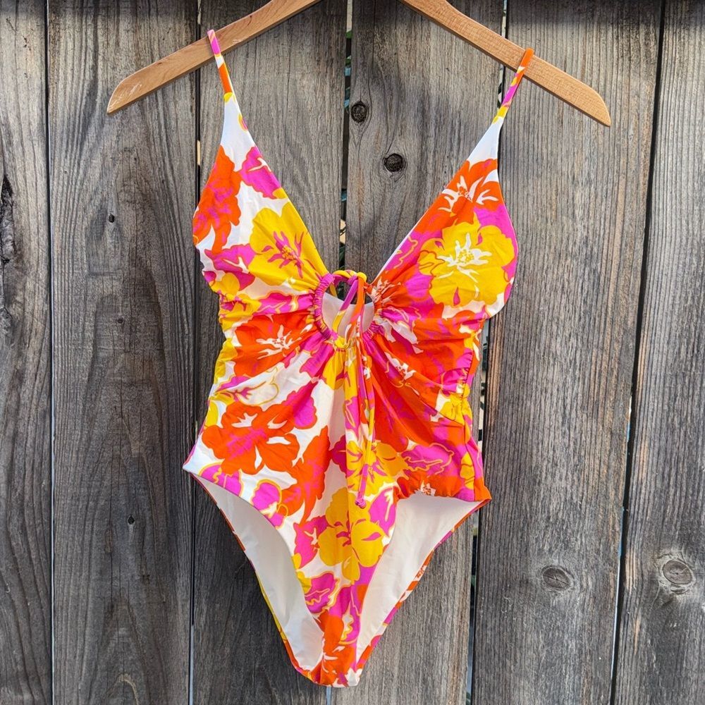 l*space Pink Orange Yellow Floral One-Piece Swimsuit - Picture 6 of 6